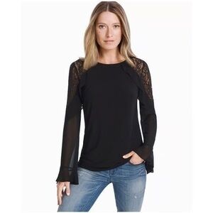 White House Black Market Lace and Ruffle Blouse‎ Women’s Size Small